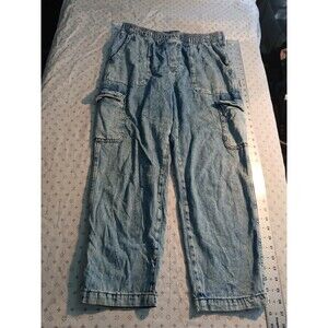 GAP Easy Jean women’s M Medium Light Blue Acid Wash Denim Joggers Cargo